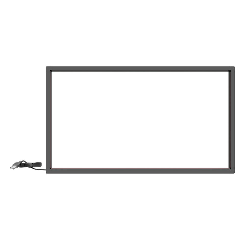 Front view of K-Series IR touch frame featuring ultra-narrow 12mm bezel and high-precision sensor array
